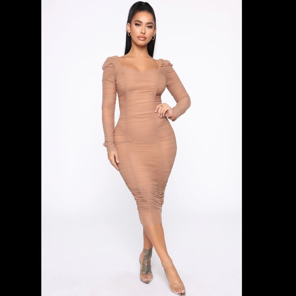 New with Tags! Fashion Nova Nude Beige Long Dress
